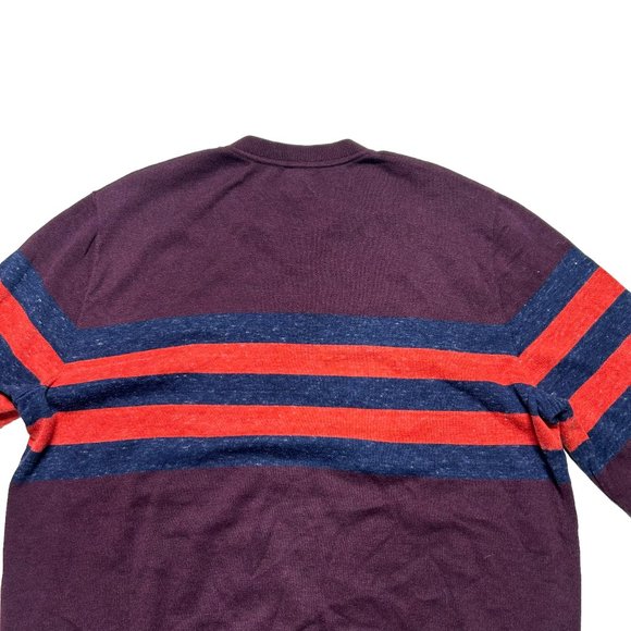 Gap Sweater Mens Large Maroon Striped Long Sleeve Crew Neck Casual Pullover - Picture 4 of 8